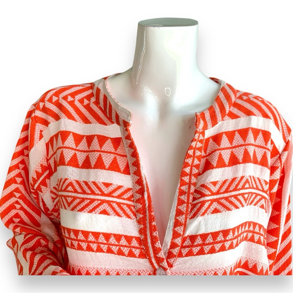 Simply Be Orange White Geo Striped Jacquard Cotton Mini Tunic Dress Women Sz 24 View 5